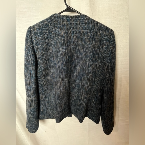Vintage Kasper Women's Blue Tweed Blazer Wool Blend - Picture 7 of 7